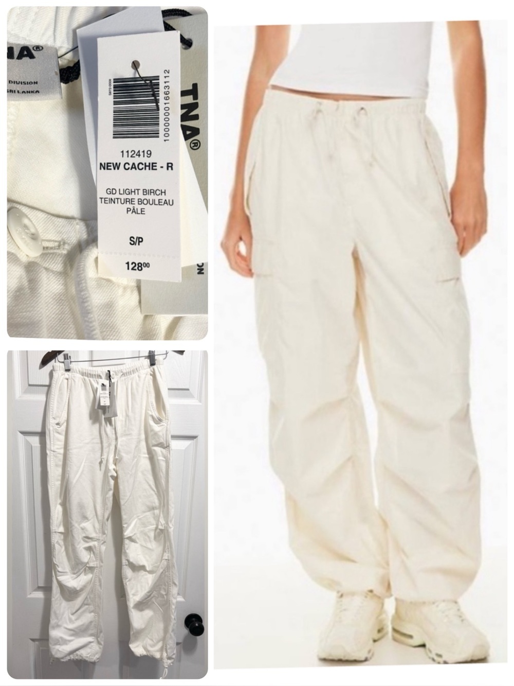 NWT Aritzia TNA New Cache Cargo Pants Gd Birch Utility Parachute Small Brand New
